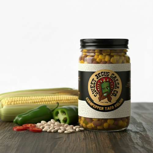 Sweet Jesus Salsa Co. Cornpepper Taco Topper – small-batch corn pepper salsa jar