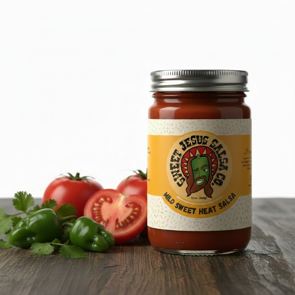 Sweet Jesus Salsa Co. Mild Sweet Heat Salsa – small-batch salsa jar with bold flavor